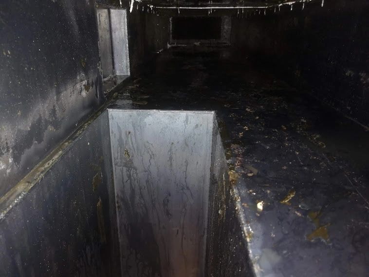 Kitchen exhaust duct interior after cleaning